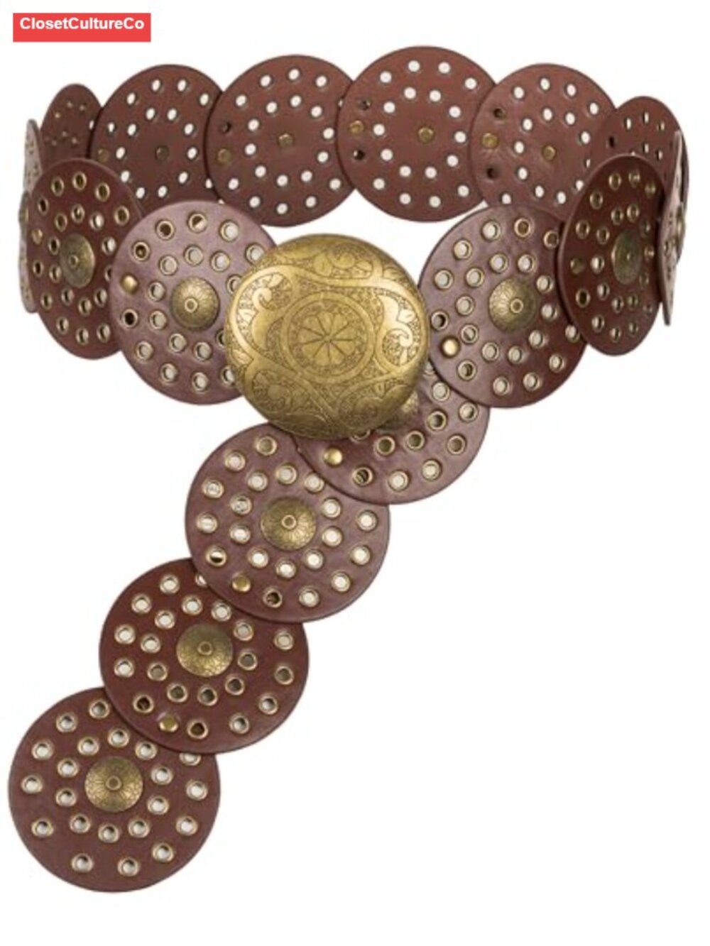Wide Western Disc Belt Cowgirl Boho Concho PU Leather Waist Belt